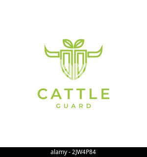 Rinderkopf mit Schild-Logo-Design Stock Vektor