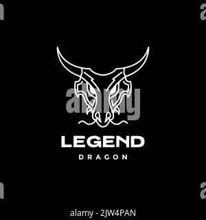 Design mit „Head Dragon Long Horn“-Logo Stock Vektor