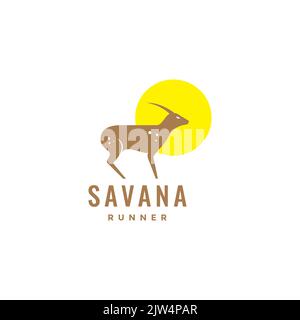 Logo von savana Runner Deer Stock Vektor