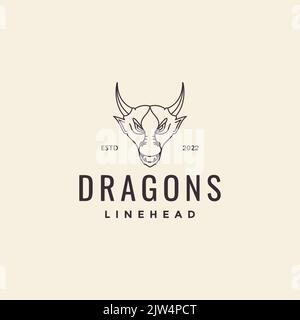 Design mit Hipster-Kopf und Drachenlogo Stock Vektor