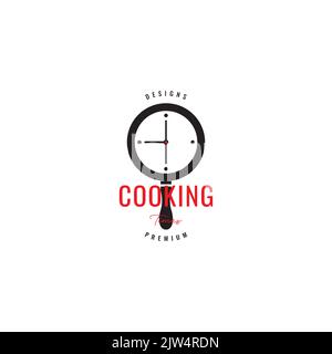 Wanduhr Time to Cooking Logo Design Stock Vektor