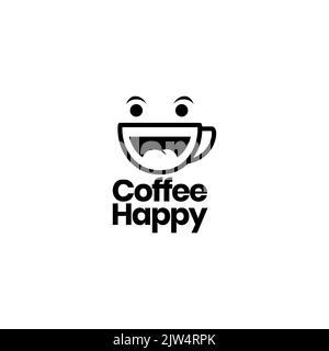tasse Kaffee mit Laugh Face Logo-Design Stock Vektor