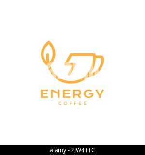 tasse Kaffee Tee Blatt Energie-Logo-Design Stock Vektor