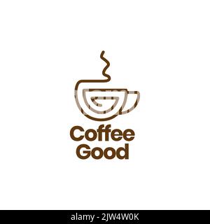 Durchgehende Linie warme Kaffeetasse Logo-Design Stock Vektor