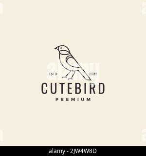 Minimalistisches Linienmuster mit Vogel-Sperling-Logo Stock Vektor