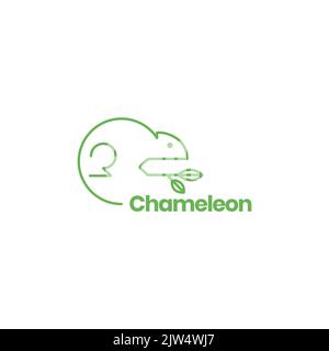 Minimalistisches Chamäleon-Logo mit Tiermuster Stock Vektor