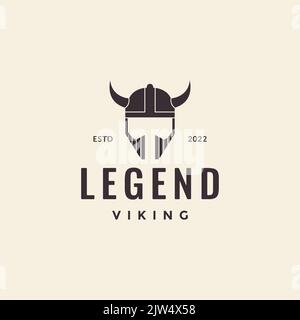 Legend viking Helmhorn Vintage Logo Stock Vektor