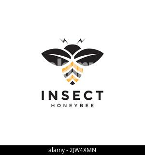 Modernes Design mit fliegendem Honigbiene-Logo Stock Vektor