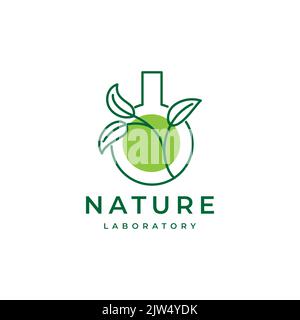 Laborglas mit Blattlogo-Design Stock Vektor