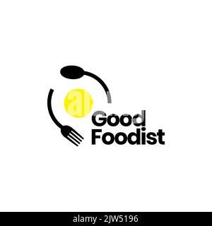 Gabellöffel mit Ei-Logo-Design-Vektor Stock Vektor