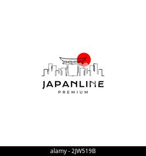 japan torii mit Gebäude-Logo-Design Stock Vektor