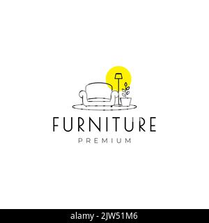 Gemütliches Sofa im Innenbereich mit minimalistischem Logo-Design Stock Vektor