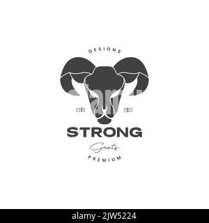 Großes Ziegenabzeichen mit Horn und Vintage-Logo Stock Vektor