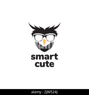 Coole Eule mit Sonnenbrillen-Smart-Logo-Design Stock Vektor