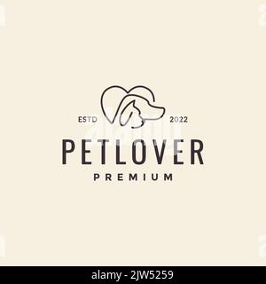 Minimal love Dog Katze Haustiere Logo Design Stock Vektor