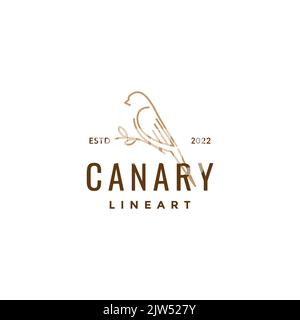 Minimalistisches Vogel-canary-Zweiglogo-Design Stock Vektor