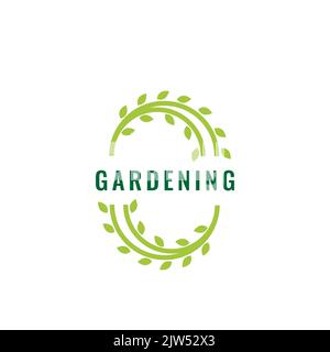 Kreis Blätter Reben Garten Logo-Design Stock Vektor