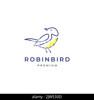 Linien Kunst abstraktes Rotkehlchen Vogel Logo Design Stock Vektor