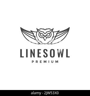 Linie minimalistisches fliegende Eule Logo Design Stock Vektor