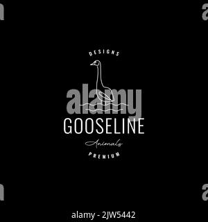 Minimalistische Gans mit See-Logo-Design Stock Vektor