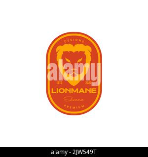 Vintage-Logo mit buntem Löwen-Gesicht Stock Vektor