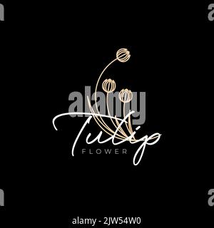 tulpenblume Linien Kunst Logo-Design Stock Vektor