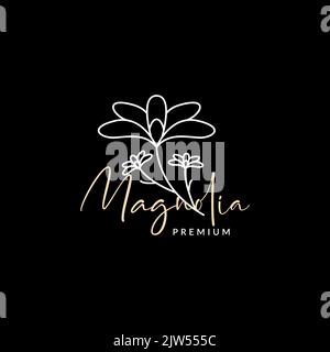 magnolia Blume Schönheit Logo Design minimal Stock Vektor