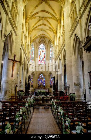 Eglise Saint-Michel in Pont-l Eveque, am 03. September 2022, vor der Hochzeit von Graf Charles Henri d'Udekem d'Acoz und Caroline Philippe Foto: Albert Nieboer/Netherlands OUT/Point de Vue OUT Stockfoto