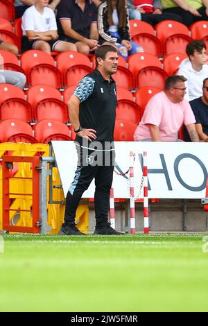 Eco - Power Stadium, Doncaster, England - 3.. September 2022 Mansfield Town Manager Nigel Clough - während des Spiels Doncaster Rovers gegen Mansfield Town, Sky Bet League Two, 2022/23, Eco - Power Stadium, Doncaster, England - 3.. September 2022 Credit: Arthur Haigh/WhiteRoseFotos/Alamy Live News Stockfoto