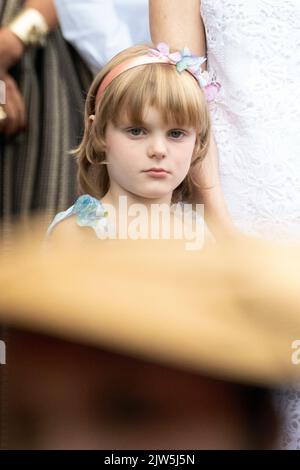 Prinzessin Gabriella von Monaco nimmt am 3.. September 2022 an dem jährlichen Picknick in Monaco Teil. Foto von David Niviere/ABACAPRESS.COM. Stockfoto