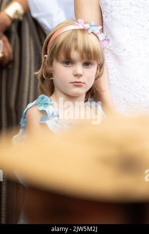 Prinzessin Gabriella von Monaco nimmt am 3.. September 2022 an dem jährlichen Picknick in Monaco Teil. Foto von David Niviere/ABACAPRESS.COM. Stockfoto