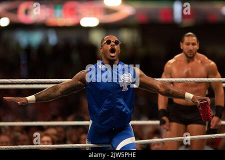 Cardiff, Wales, Großbritannien. 3. Sep, 2022. Der WWE ‘Clash beim Castle' Wrestling Event im Fürstentum Stadium in Cardiff. Kredit: Mark Hawkins/Alamy Live Nachrichten Stockfoto