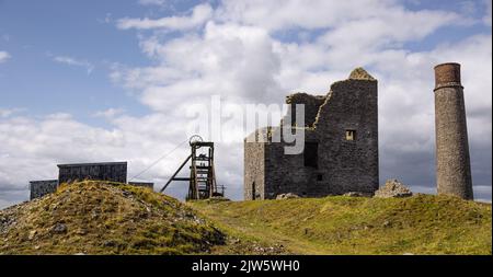 Uralte Ruinen der Magpie Mine im Peak District Stockfoto