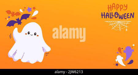 Happy Halloween Party Banner mit Geistervektor Stock Vektor