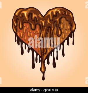 Niedliche tropfende Herzen Schokolade Illustrationen Vektor-Illustrationen für Ihre Arbeit Logo, Merchandise T-Shirt, Aufkleber und Label-Designs, Poster Stock Vektor