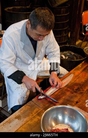 Aal zum Kochen vorbereiten Narita Japan 1 Stockfoto