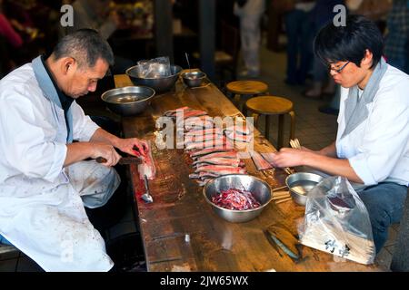 Aal für das Gritzen vorbereiten Narita Japan 2 Stockfoto