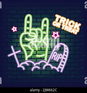 halloween Trick or Treat, Neon Stock Vektor