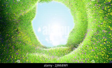 Schmetterlinge grüne Wiese im schönen stil 3D Frühling Saison lebendige Farbe Wildlife Natur Stockfoto