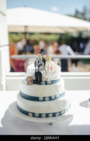 Wunderschöne Hochzeitstorte Nahaufnahme Stockfoto