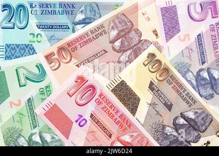 Simbabwische Geld neue Serie von Banknoten - Dollar Stockfoto