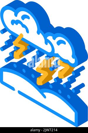 Darstellung des isometrischen Symbolvektors für Gewitterschneewetter Stock Vektor