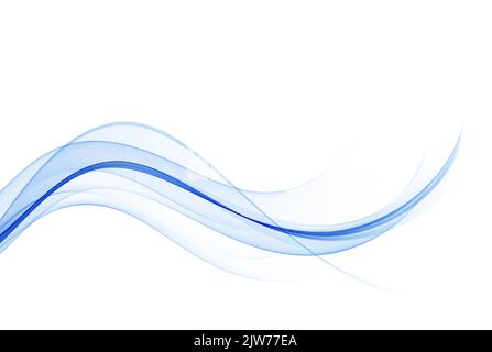 Abstraktes Wellen-Design-Element in blauer Farbe, transparenter Wellenfluss. Stock Vektor
