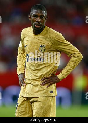 Ousmane Dembele vom FC Barcelona während des La Liga-Spiels zwischen dem FC Sevilla und dem FC Barcelona spielte am 3. September 2022 im Sanchez Pizjuan Stadum in Sevilla, Spanien. (Foto von Antonio Pozo / PRESSIN) Stockfoto