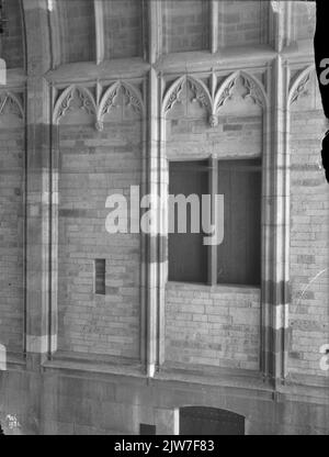 Detail der Wandverfolgung in der Unterführung des Domturms (Domplein) in Utrecht. Stockfoto