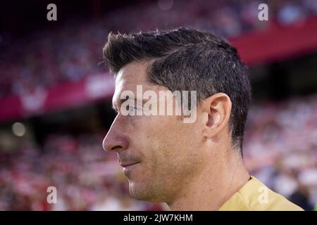 Sevilla, Spanien. 03. September 2022. Robert Lewandowski vom FC Barcelona beim LaLiga Santander-Spiel zwischen dem FC Sevilla und dem FC Barcelona im Estadio Ramon Sanchez Pizjuan in Sevilla. (Foto: Gonzales Photo/Alamy Live News Stockfoto