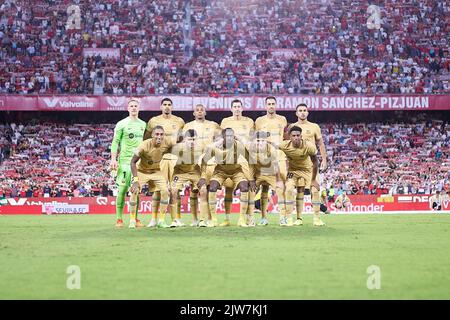 Sevilla, Spanien. 03. September 2022. Der Start-11 des FC Barcelona für das Spiel der LaLiga Santander zwischen dem FC Sevilla und dem FC Barcelona im Estadio Ramon Sanchez Pizjuan in Sevilla. (Foto: Gonzales Photo/Alamy Live News Stockfoto