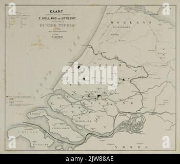 Karte / Benennung der Orte in der Provinz / z. Holland und Utrecht, / wo und wann der / Rindertyphus / ist gebrochen / wird nach offiziellen Aufträgen bearbeitet / von / R. Dufour .. Stockfoto