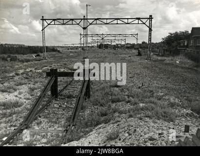Bild des Ausbeute, der während des Krieges auf der N.S. Station Zandvoort aan Zee in Zandvoort ausgebrochen ist. Stockfoto