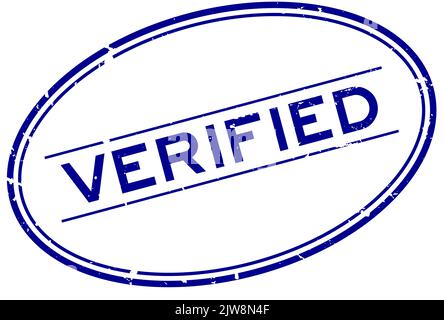 Grunge blau verifiziert Wort oval Gummidichtung Stempel auf weißem Hintergrund Stock Vektor